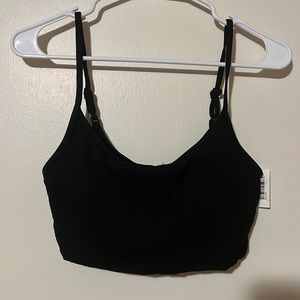 NWT aerie lined scoop neck bra ribbed black adjustable straps size medium $40